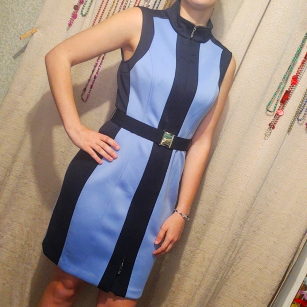 Tommy Hilfiger Blue Color Block Sheath Dress 8